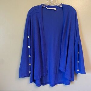 SOFT SURROUNDINGS Medium Linen Blend Open front cardigan Blue bell sleeve